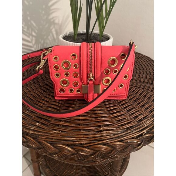 Rebecca Minkoff Watermelon mini waverly grommet leather clutch crossbody - Picture 3 of 8